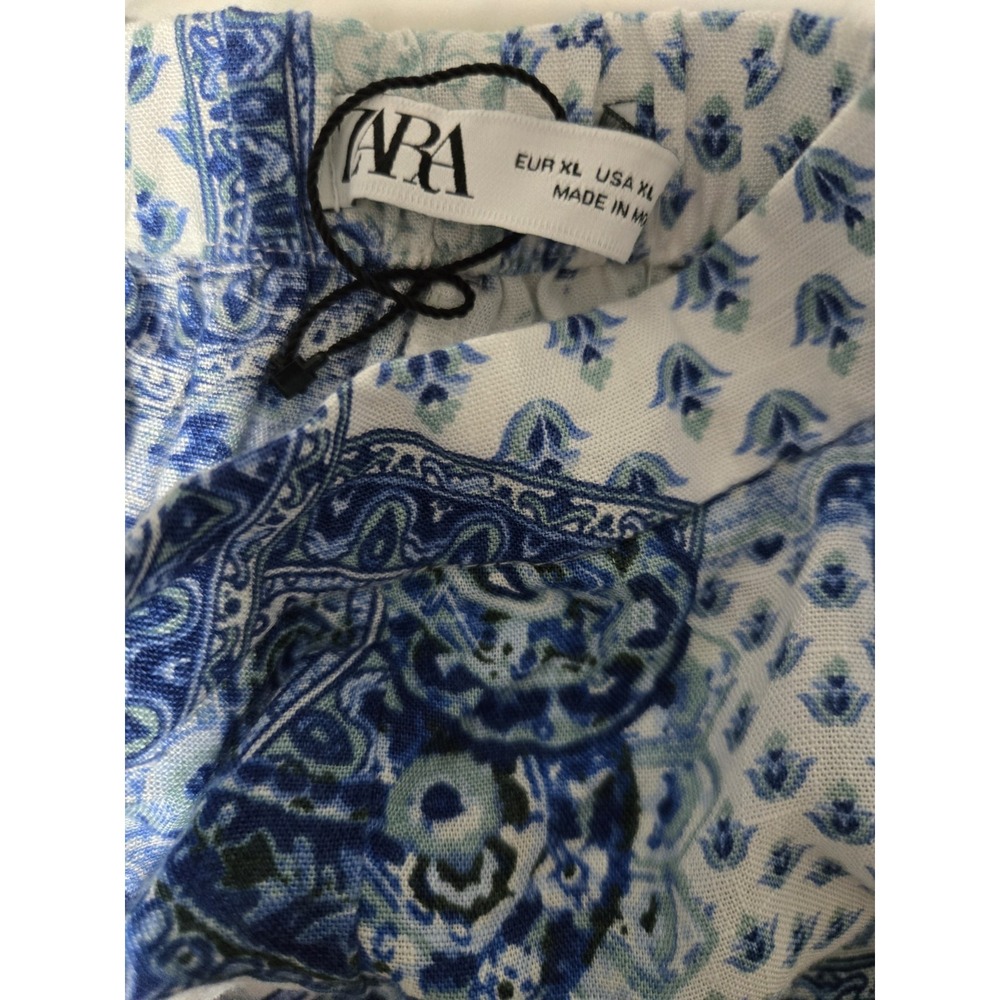Zara Paisley Print Pull On Wide Leg Pants Size XL NWOT - Picture 6 of 12